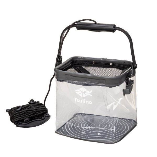 シースルーメモリーバケツ【目盛り付き/クリア素材/水汲みバケツ】(クールグレイ21cm)